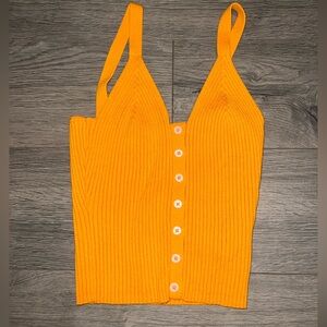 Aerie Orange Ribbed Sleeveless Tank Top